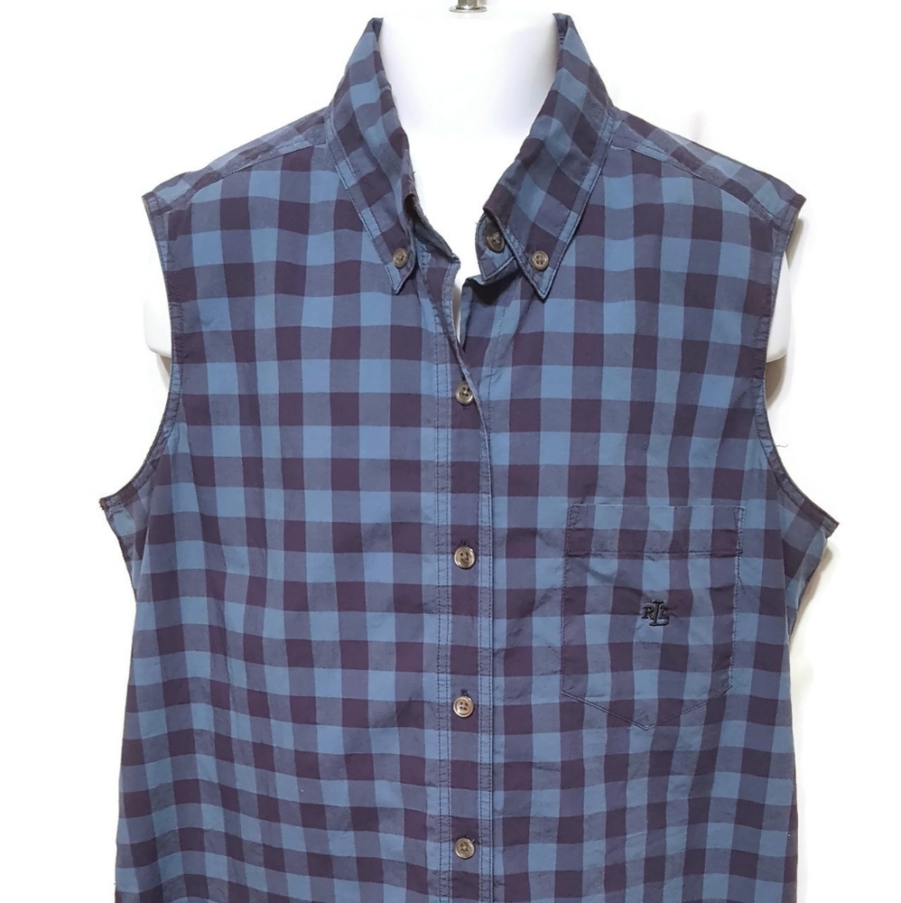 Lauren Ralph Lauren Womens Plaid Sleeveless Shirt